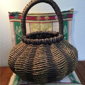 VTG Lonnie Taliaferro Handle Basket Hand Woven Large USA Date 2000
